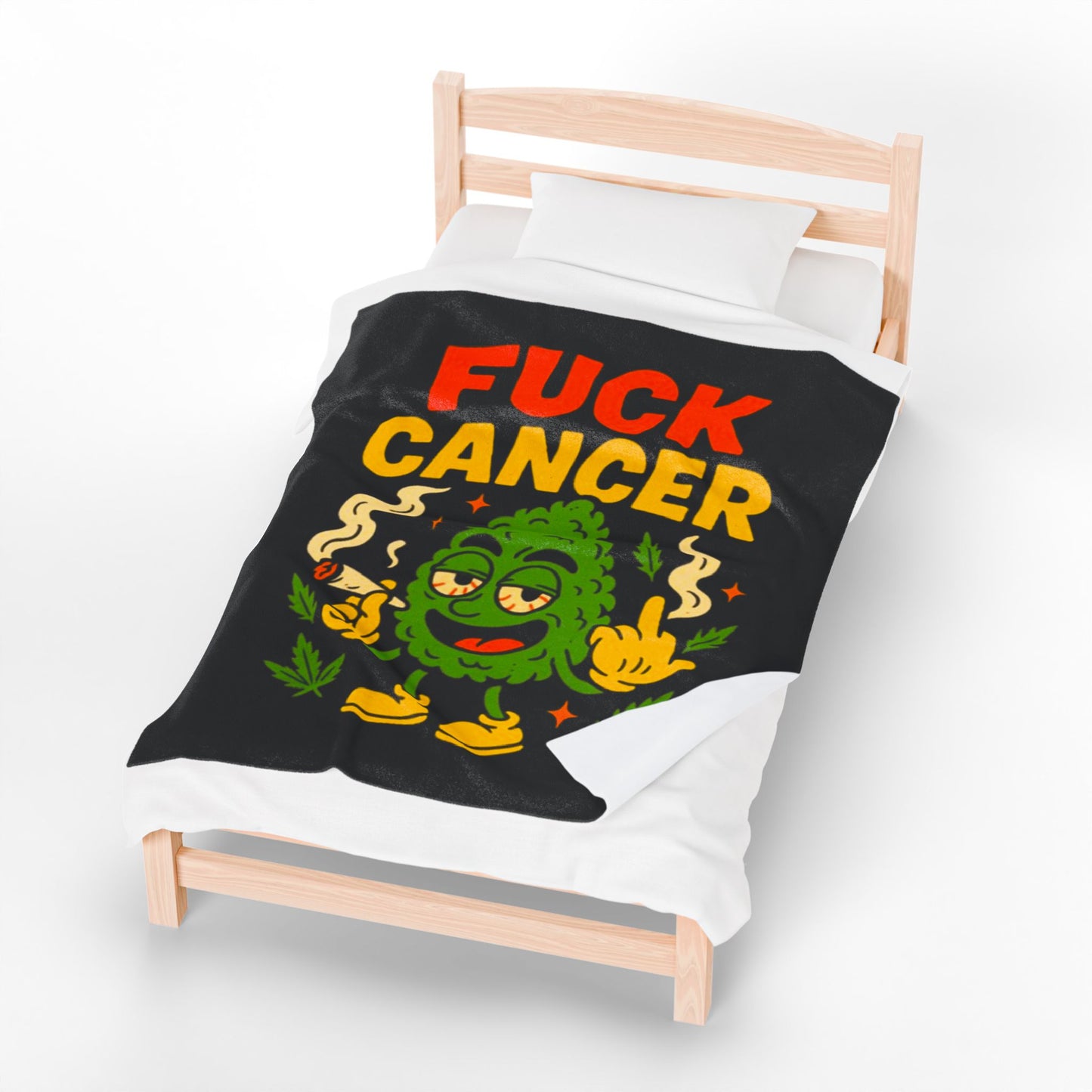"Fuck Cancer" Cancer Support- Velveteen Plush Blanket