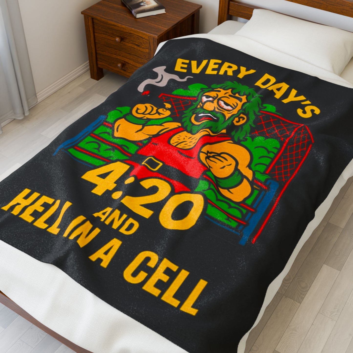 "420 Wrestling Fan"- Velveteen Plush Blanket