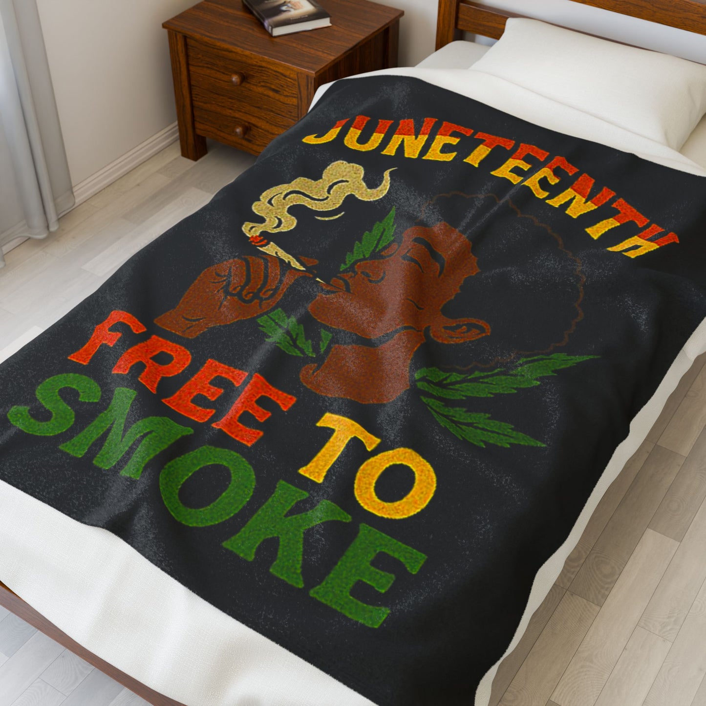 "Juneteenth, Free to Smoke"- Velveteen Plush Blanket