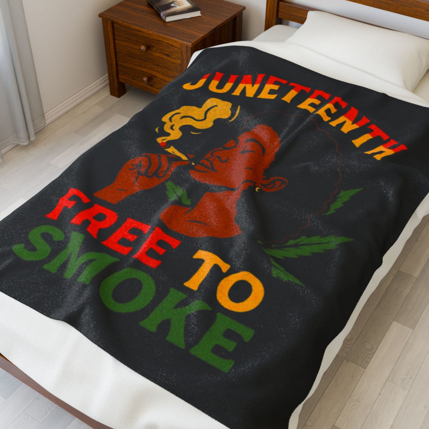 "Juneteenth, Free to Smoke"- Velveteen Plush Blanket