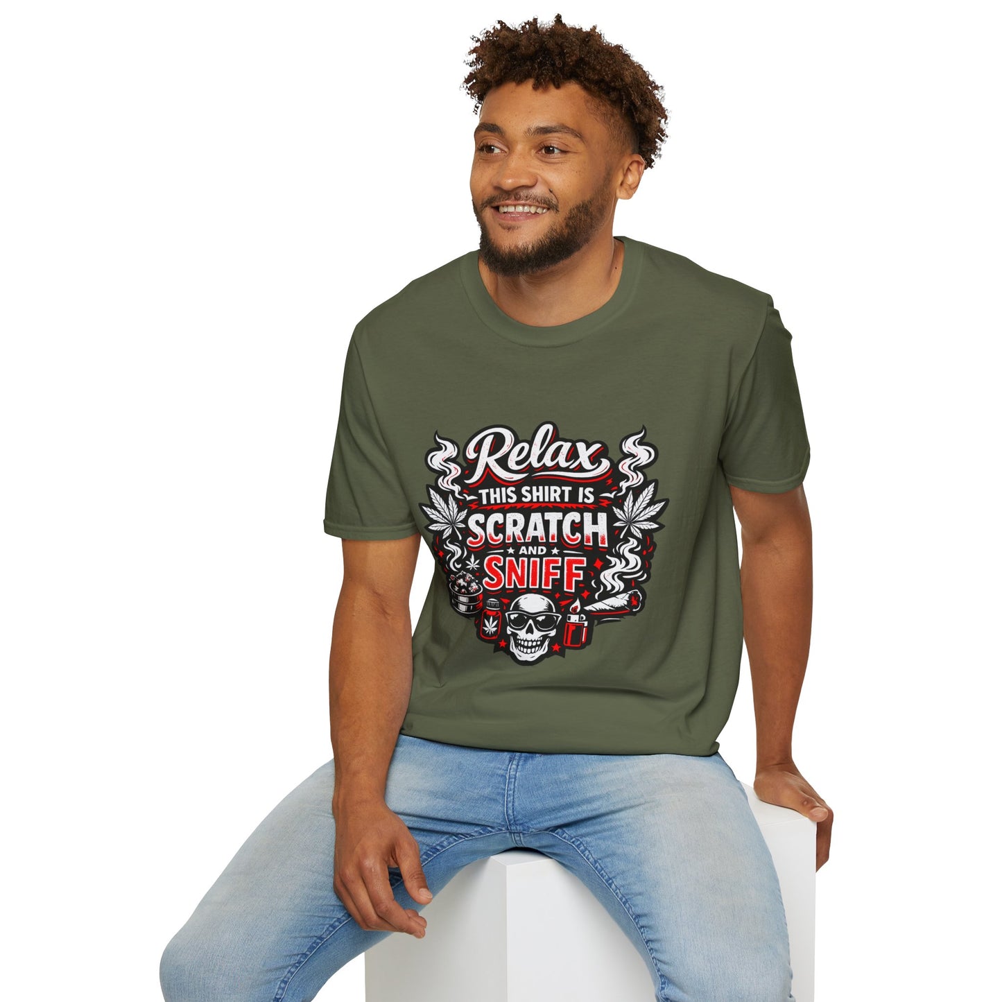 "Relax This Shirt Is Scratch & Sniff"- S.W.D. T- Shirt
