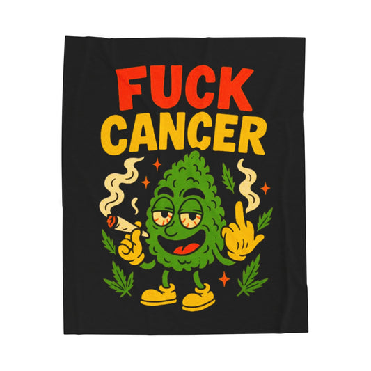 "Fuck Cancer" Cancer Support- Velveteen Plush Blanket