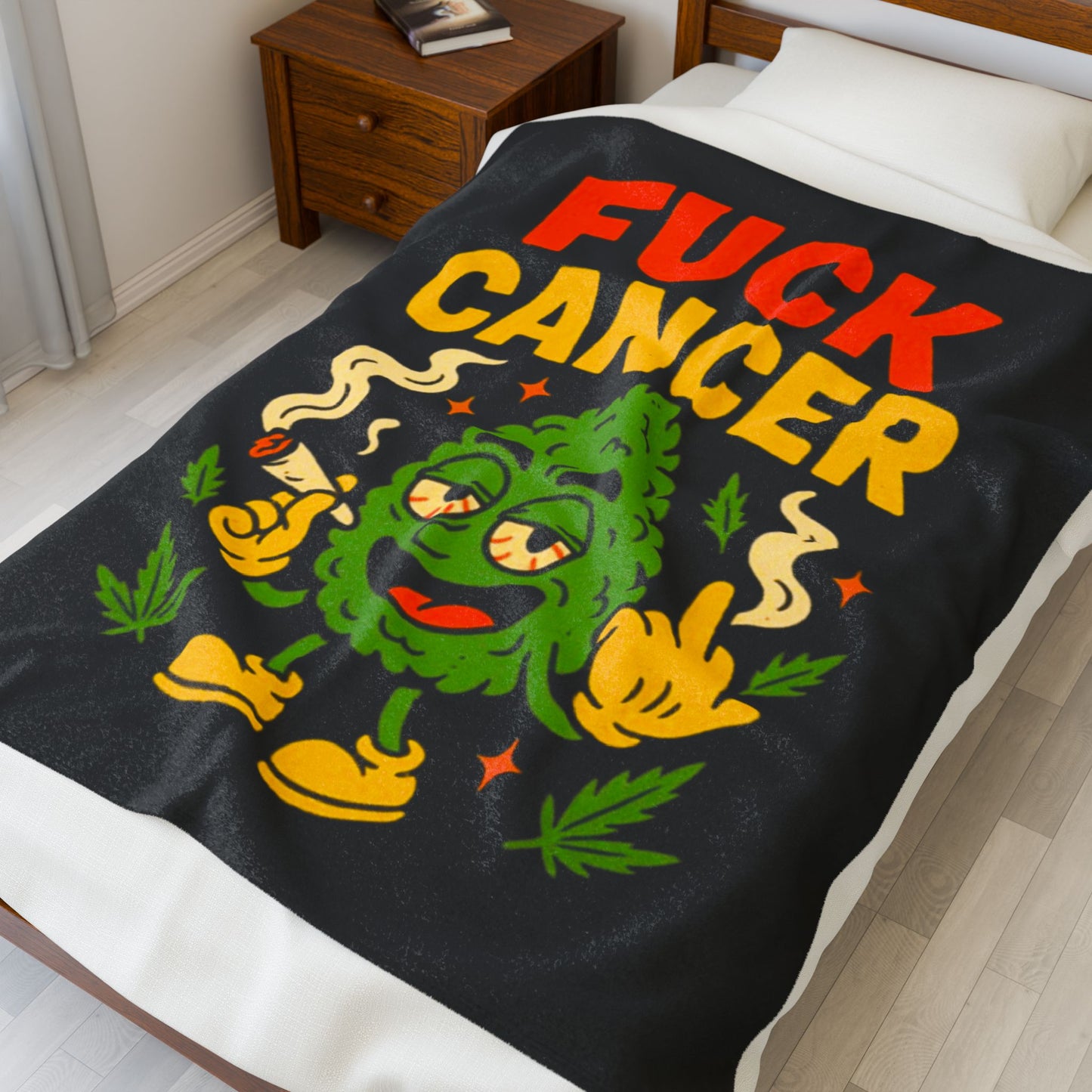 "Fuck Cancer" Cancer Support- Velveteen Plush Blanket