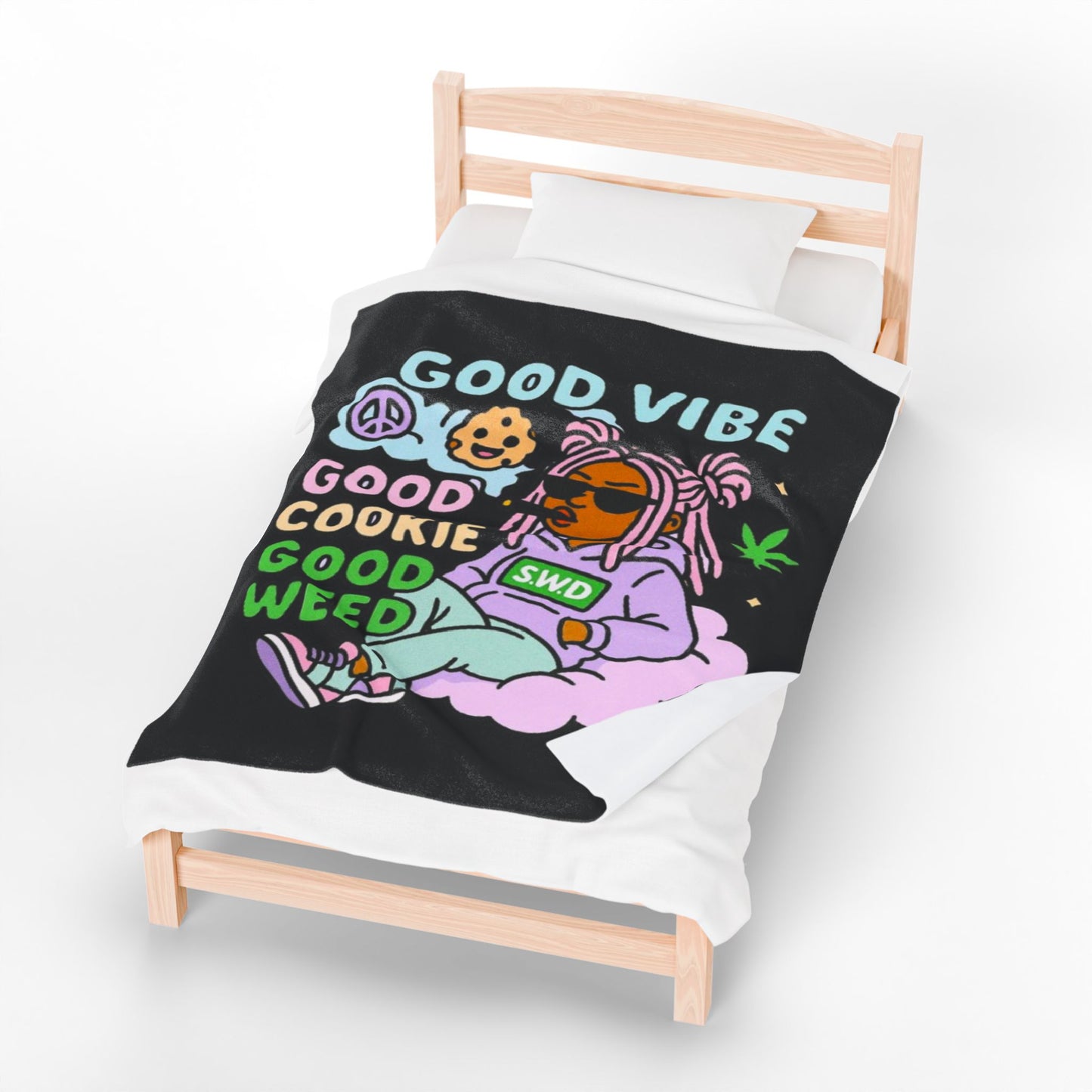 "Good Vibes, Good Cookie, Good Weed"- Velveteen Plush Blanket